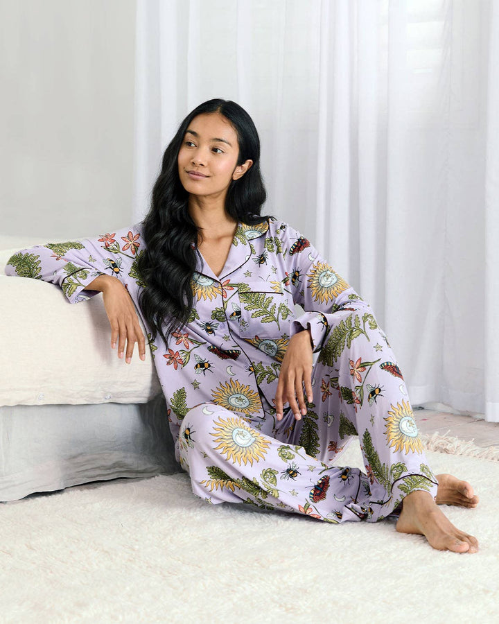 Moonlit Forest Print Long Pyjama Set: UK 10