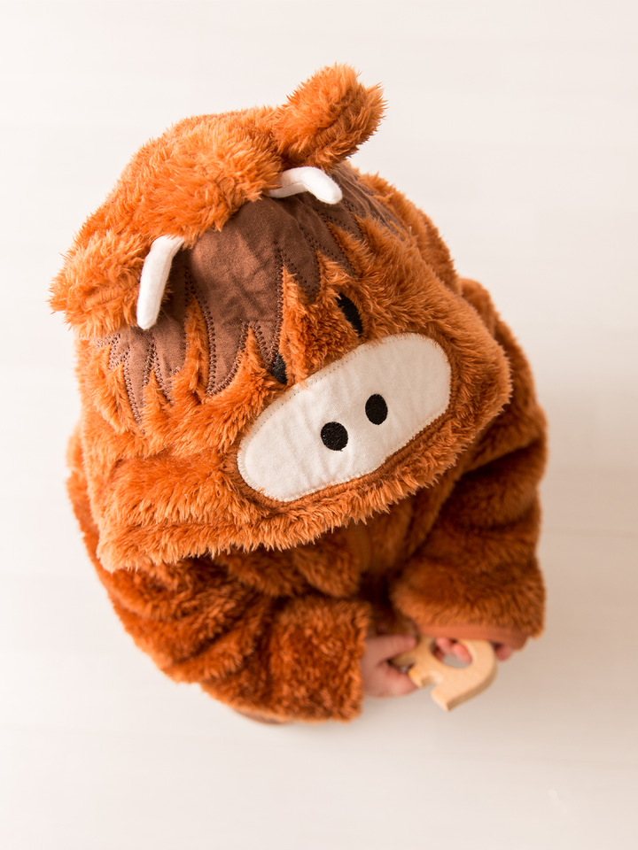 Neutral Hamish Highland Cow Hoodie: 6-12 Months
