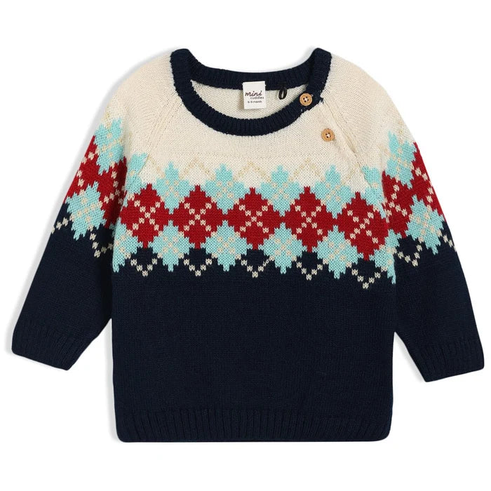 Baby Boys Argyle Knitted Jumper