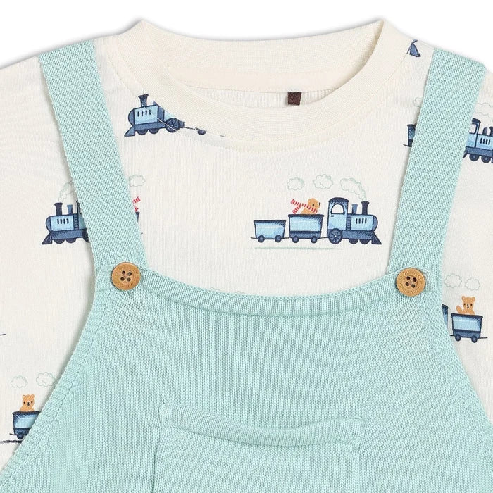 Baby Boys Knitted Dungaree 2pc Set