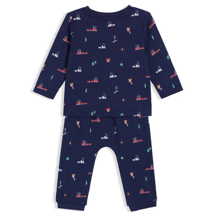 Baby boys novelty printed 2pc set,navy blue