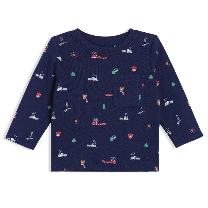 Baby boys novelty printed 2pc set,navy blue