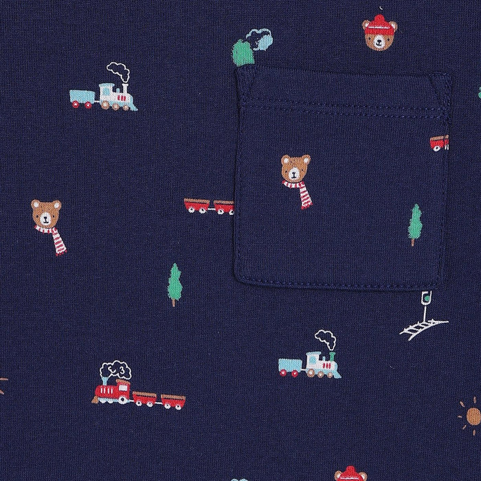 Baby boys novelty printed 2pc set,navy blue