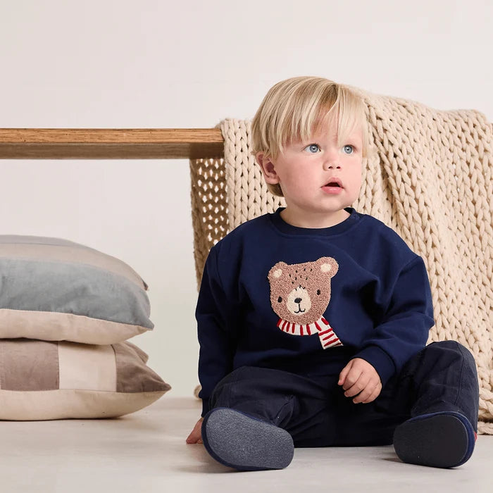 Baby Boys Teddy Bear Embroidered Sweatshirt