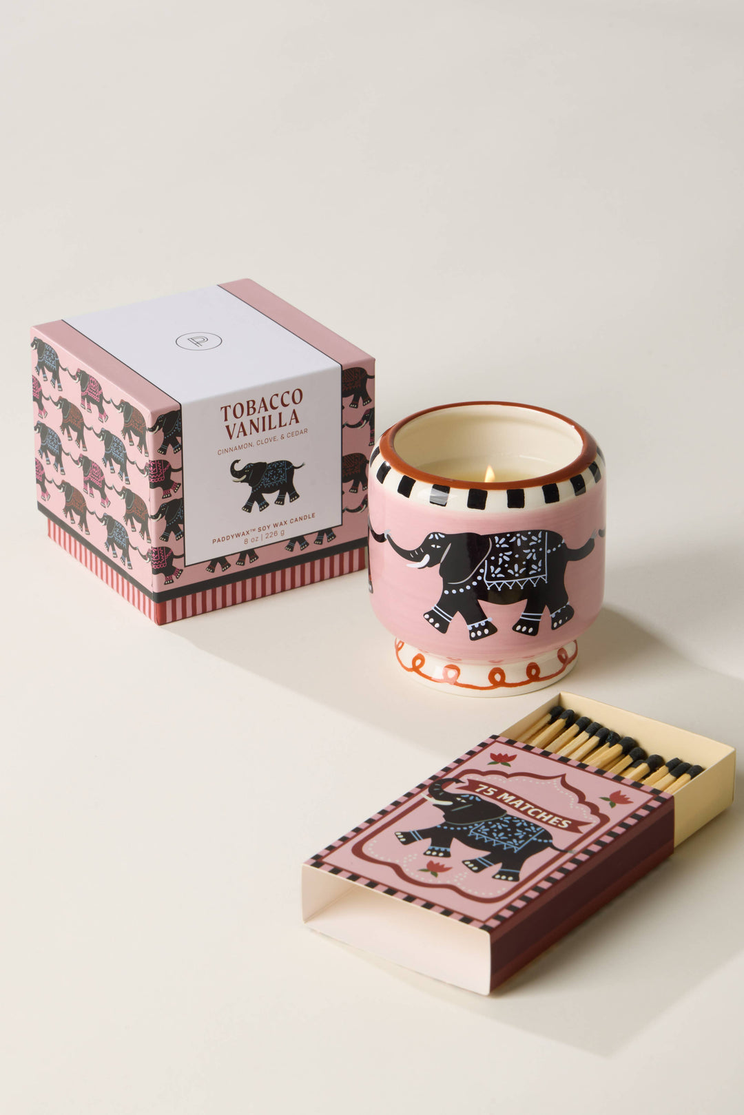 A Dopo 8oz/226g Elephant Ceramic Candle - Tobacco Vanilla