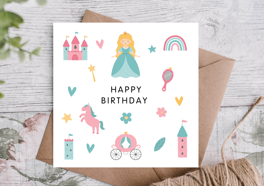 Princess Happy Birthday Card | Kids Birthday Card