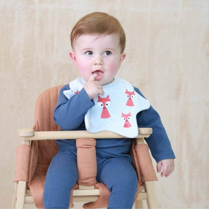 Blue Fox Baby Bib: Blue