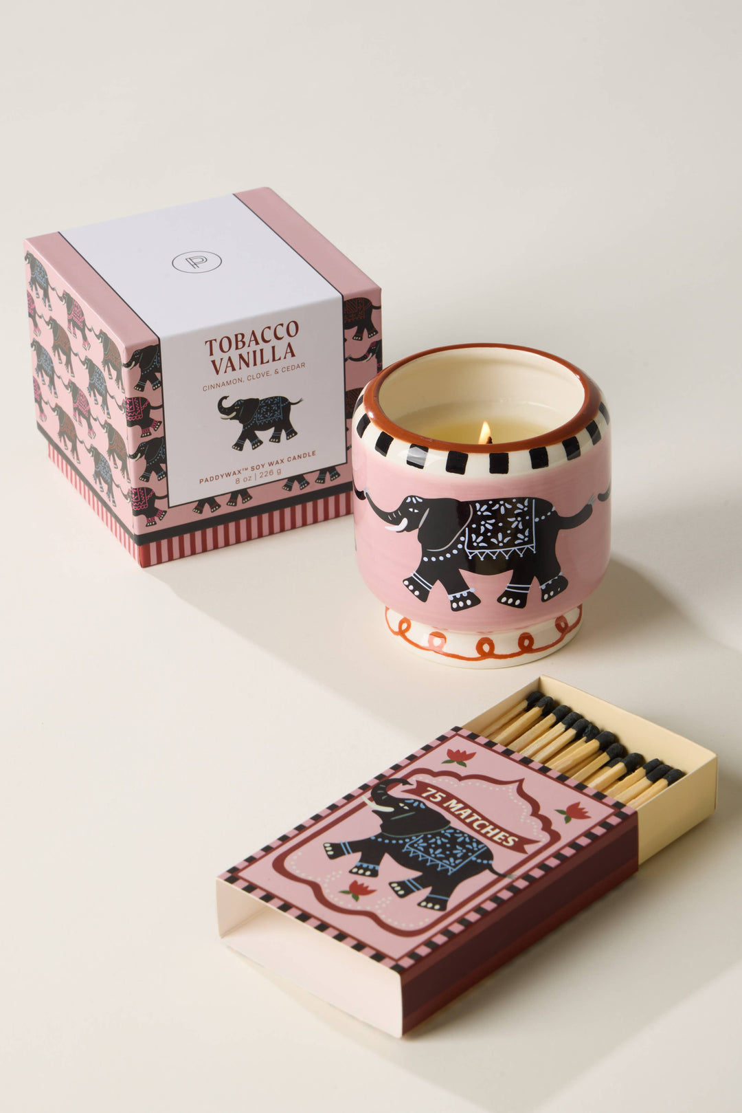 A Dopo 8oz/226g Elephant Ceramic Candle - Tobacco Vanilla