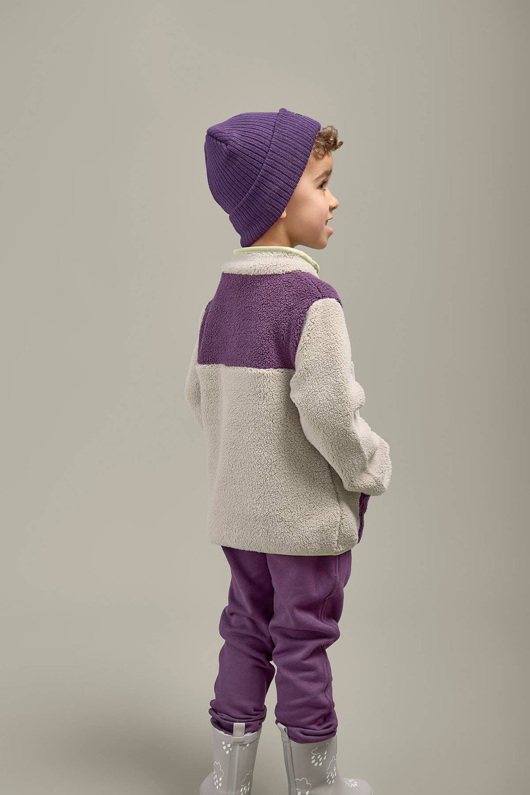 Amythst Purple & Geothermal Grey Borg Quarter Zip Jumper: 5-6years