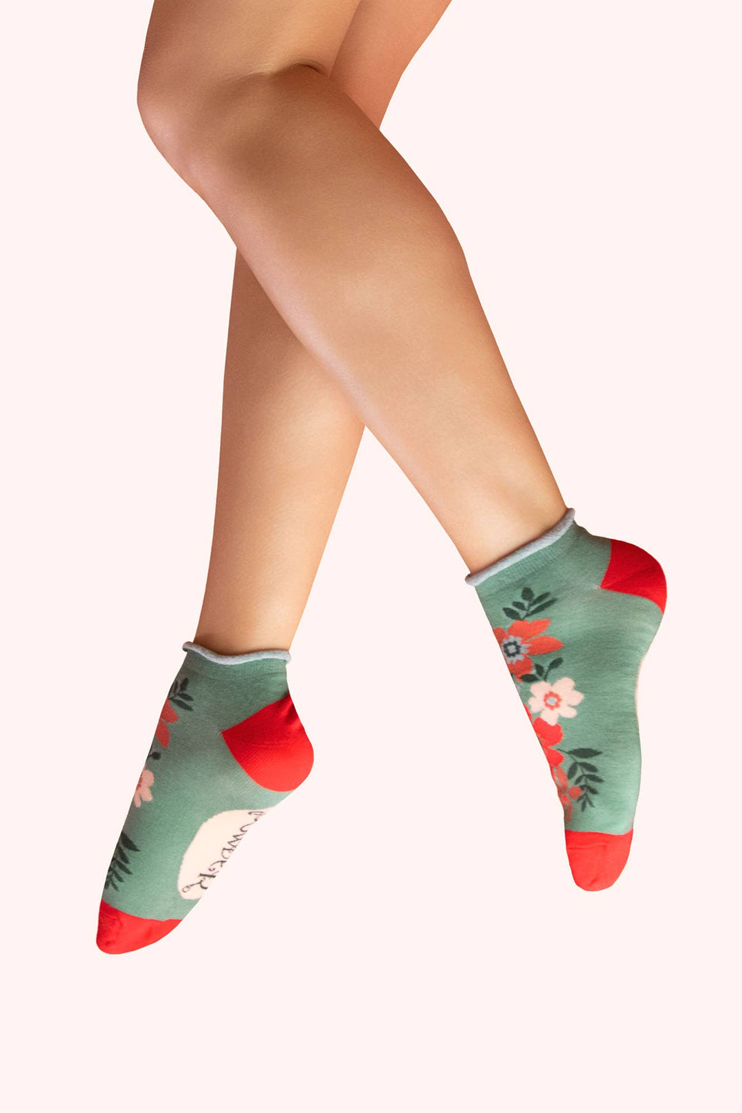 Trainer Socks - Floral Spray in Olive