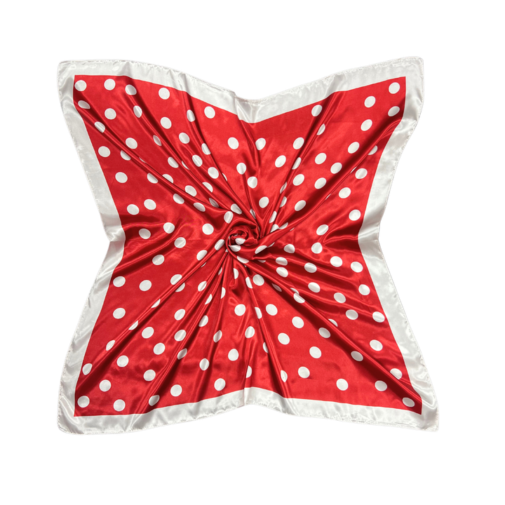 Polka Dot Pattern Silk Touch Square Scarf: Red