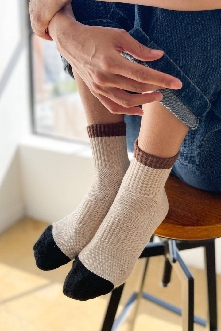 Color Block Girlfriend Socks : Rose Green
