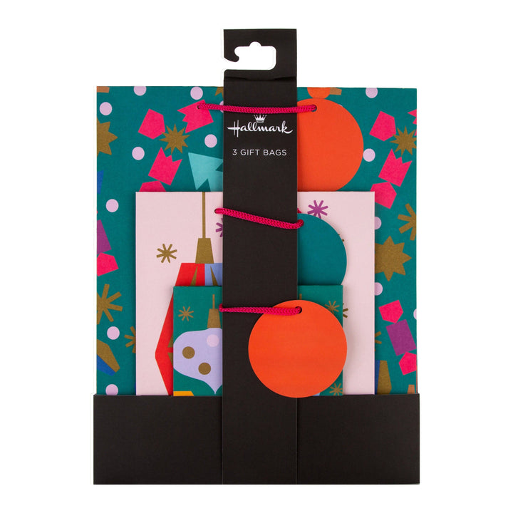 Christmas Gift Bags - Pack of 3 in 3 Abstract Festive