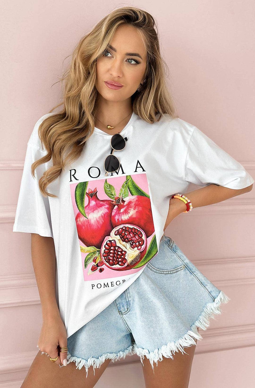 ROMA 'Pomegranate' Graphic Printed T-SHIRT (ONE SIZE UK 8/14)
