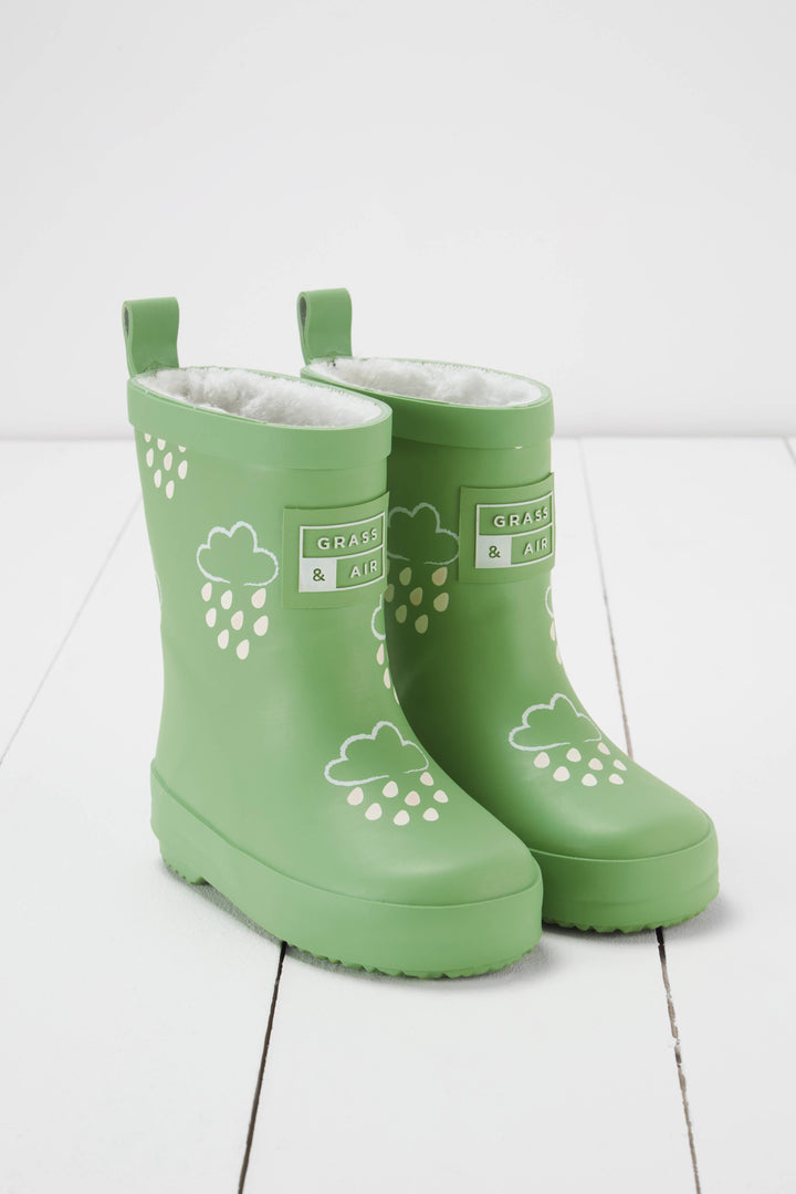 Olive Green Colour-Changing Kids Wellies: 4 infant