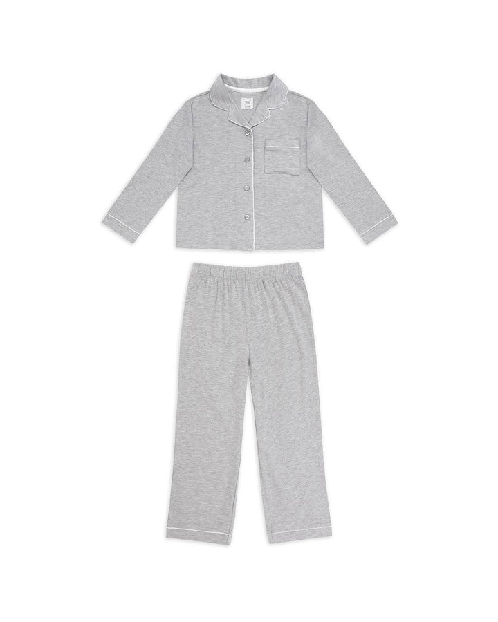 Kids TENCEL™ Modal Long Button Up Pyjama Set - Grey Marl: Grey / 7-8Y