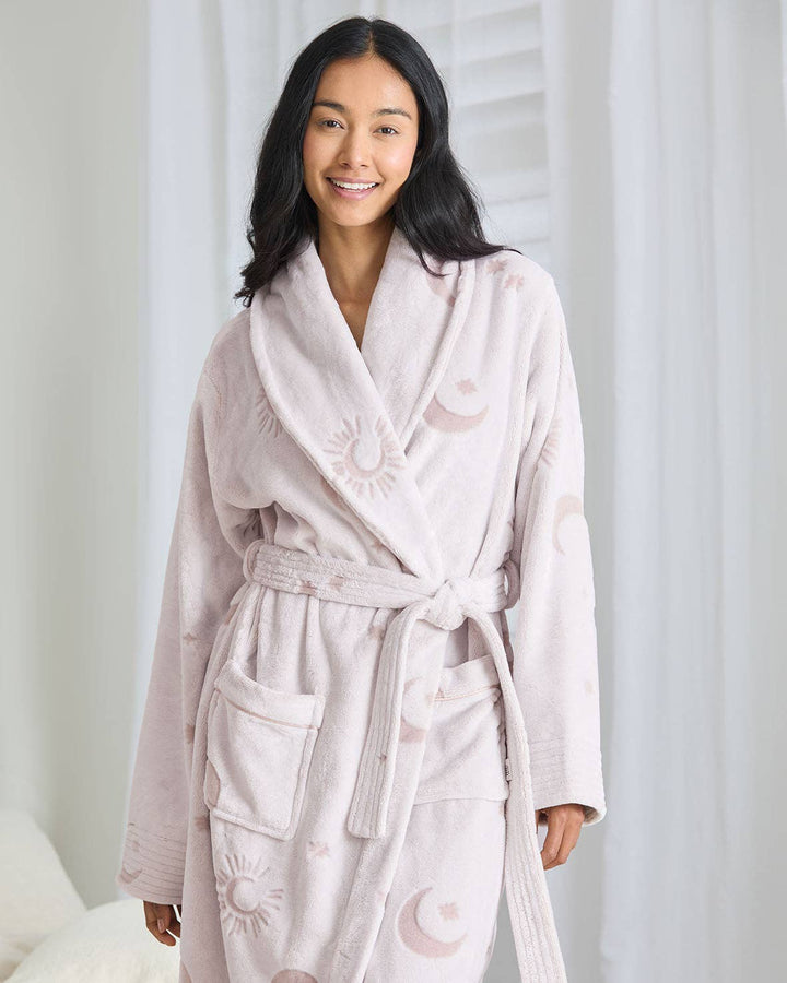 Fleece Burnout Cosmic Constellations Dressing Gown: UK 8