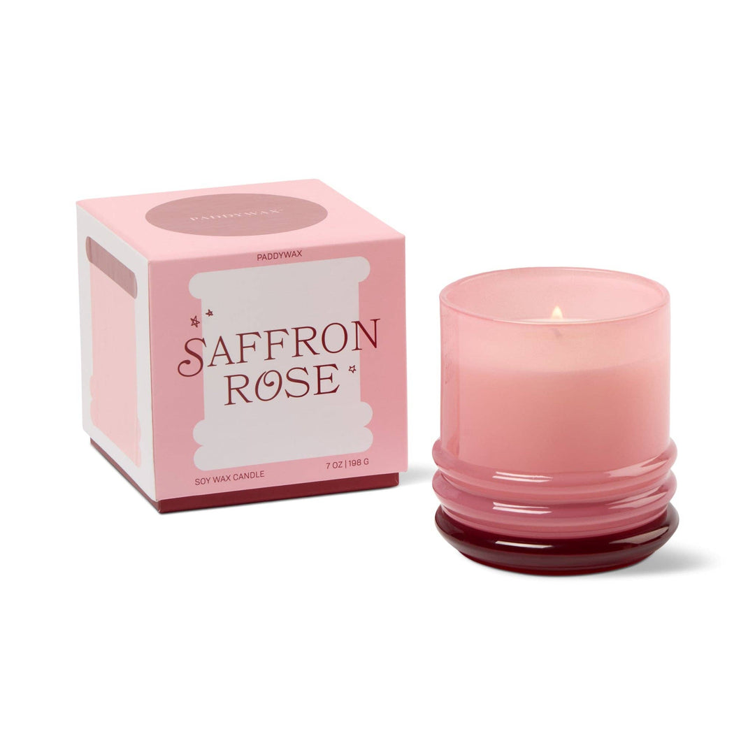 Paddywax Stack Glass Candle Pink - Saffron Rose
