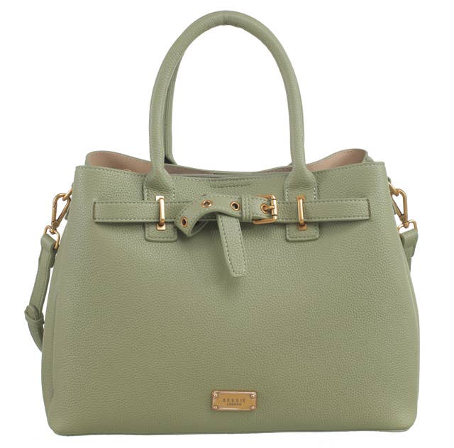 PEBBLED BELTED TOTE: Black