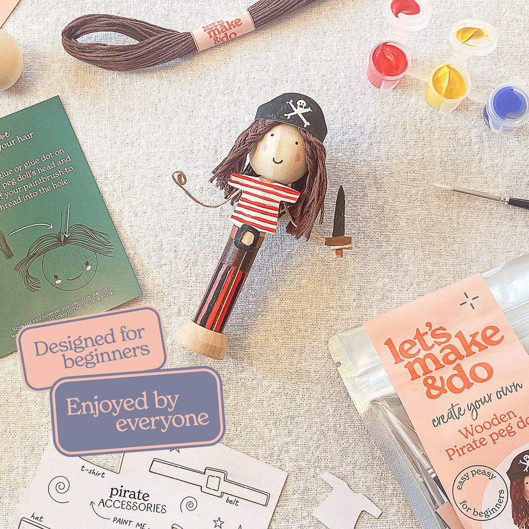 Create Your Own Pirate Wooden Peg Doll Kit