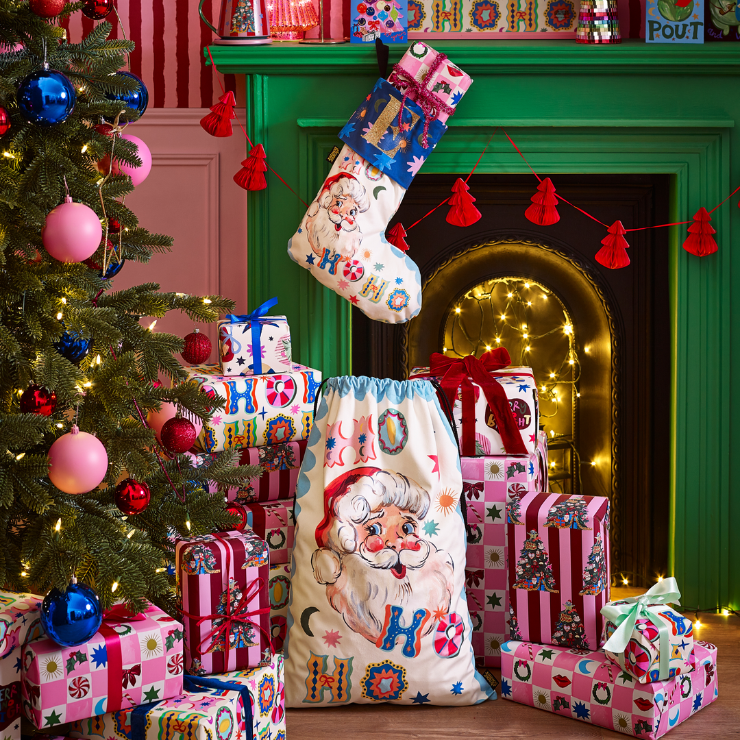 Jolly Santa Velvet Stocking