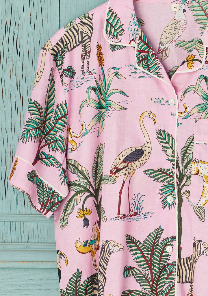 Jungle Print Short Pyjamas - Pink: Medium(M)