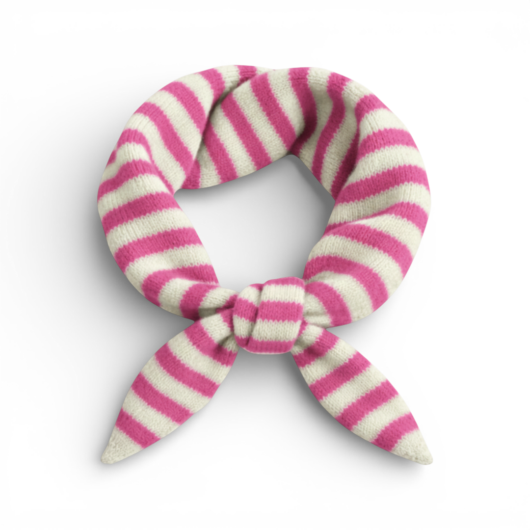 Striped Wool Blend Light Weight Triangle Neck Scarf: Taupe Cream
