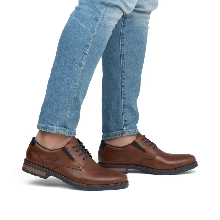 Rieker Men's Brown Leather Lace-Up Shoes 14621-24