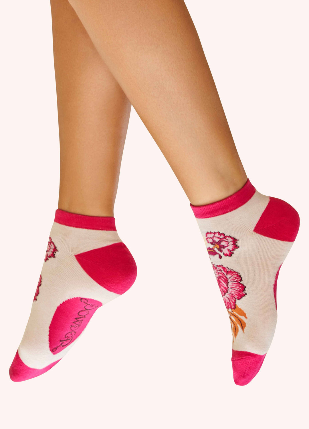 Paisley Floral Trainer Socks - Cream