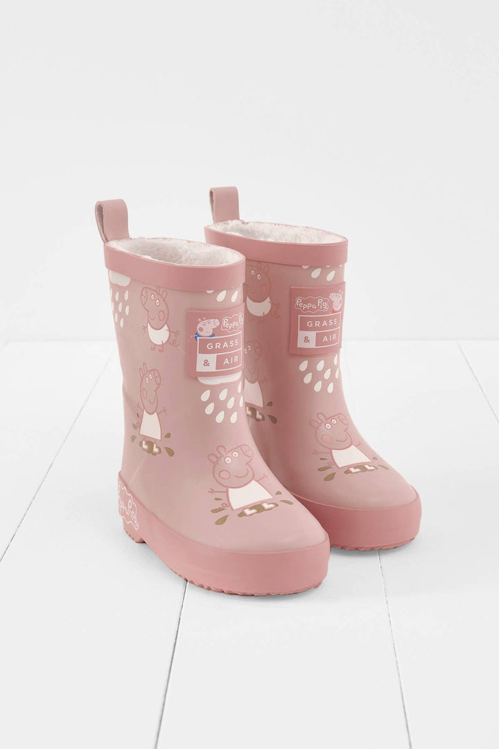 Peppa Pig Pink Colour-Changing Kids Wellies, Teddy Fleece: UK8