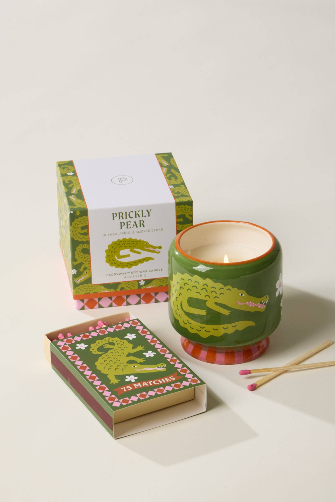 Paddywax A Dopo Crocodile Ceramic Candle - Prickly Pear