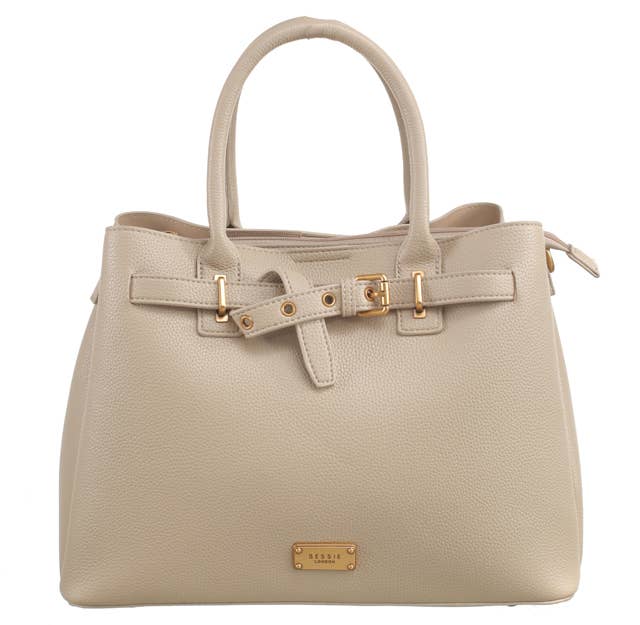 PEBBLED BELTED TOTE: Black