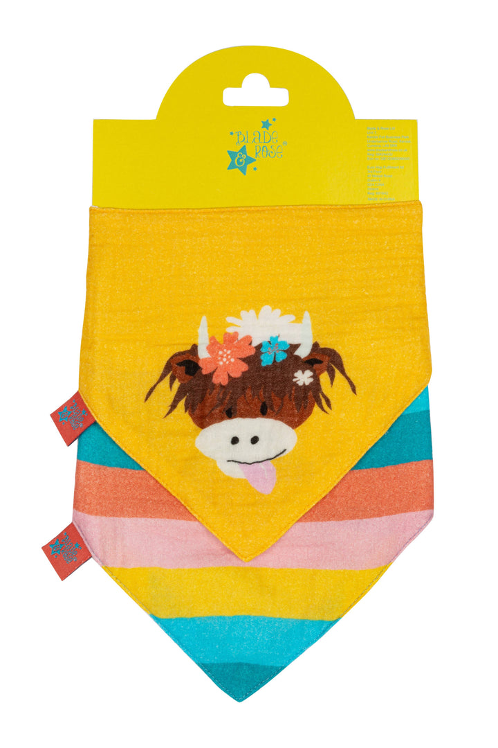 Bonnie Highland Cow Muslin Bibs & Squares: One Size / Muslin 2pk Bib