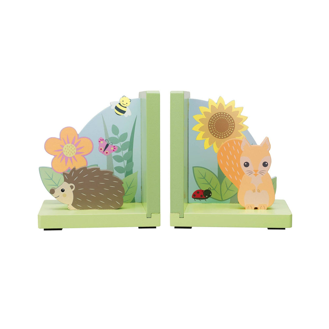 Spring Garden Wooden Bookends