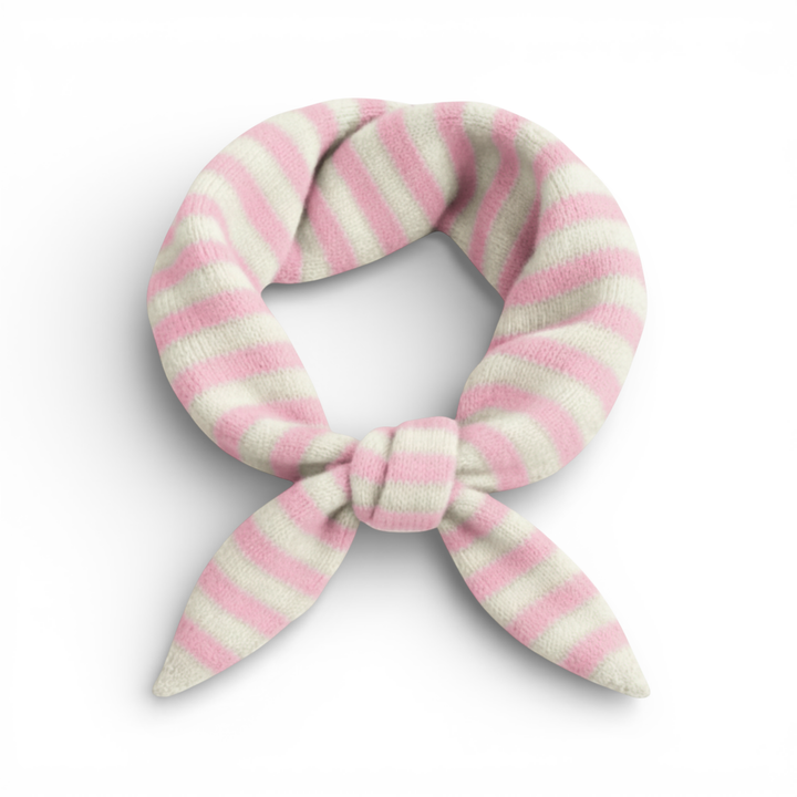 Striped Wool Blend Light Weight Triangle Neck Scarf: Pastel Blue
