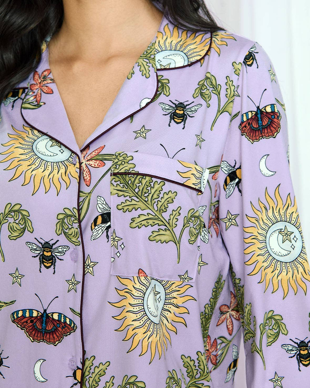 Moonlit Forest Print Long Pyjama Set: UK 12