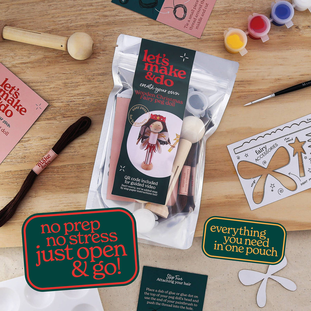 Create Your Own Christmas Fairy Wooden Peg Doll Kit