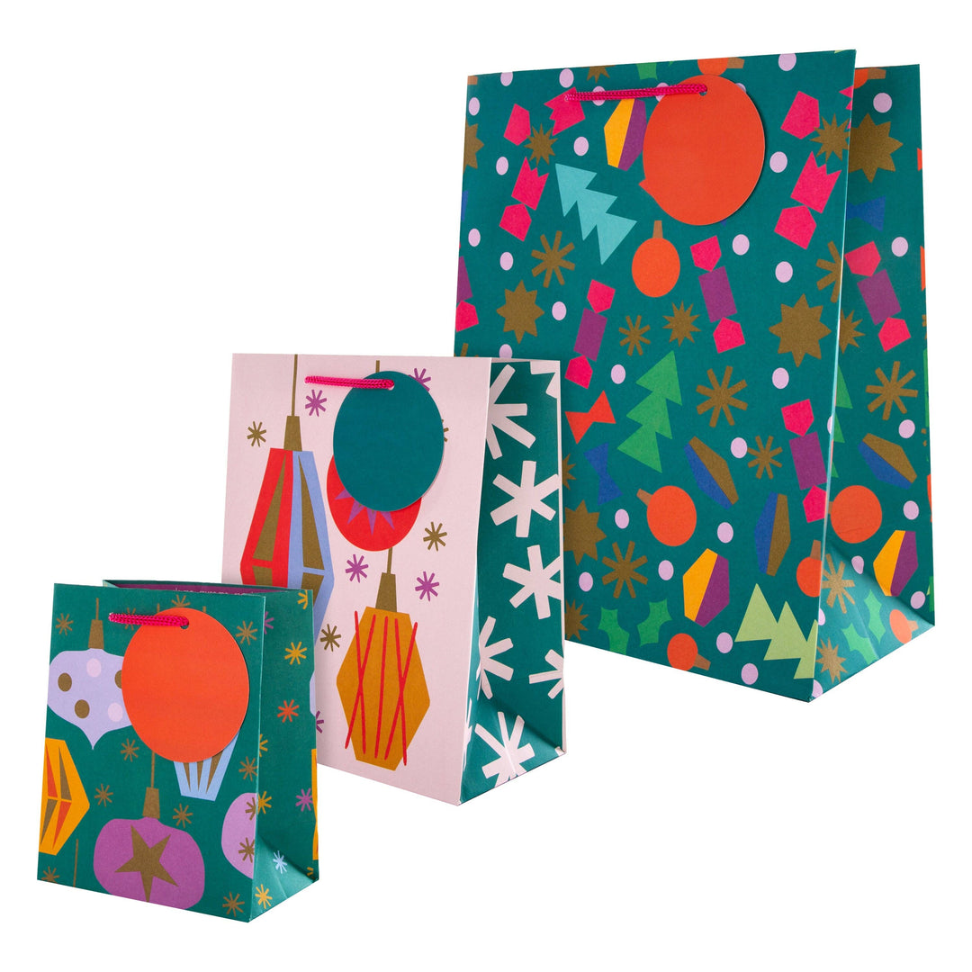 Christmas Gift Bags - Pack of 3 in 3 Abstract Festive