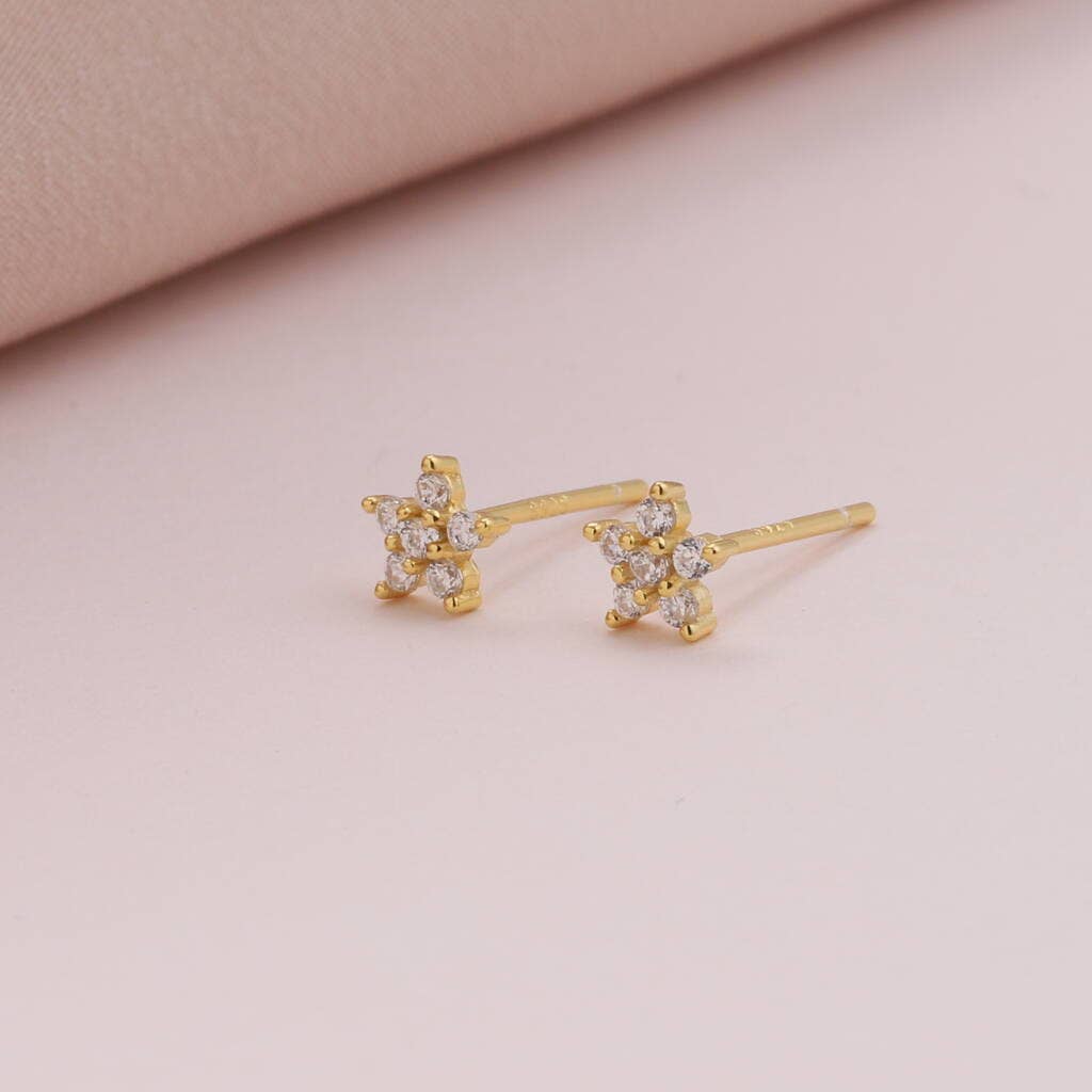 XT004 'HOLLY JOLLY' Little Star Earrings: Silver