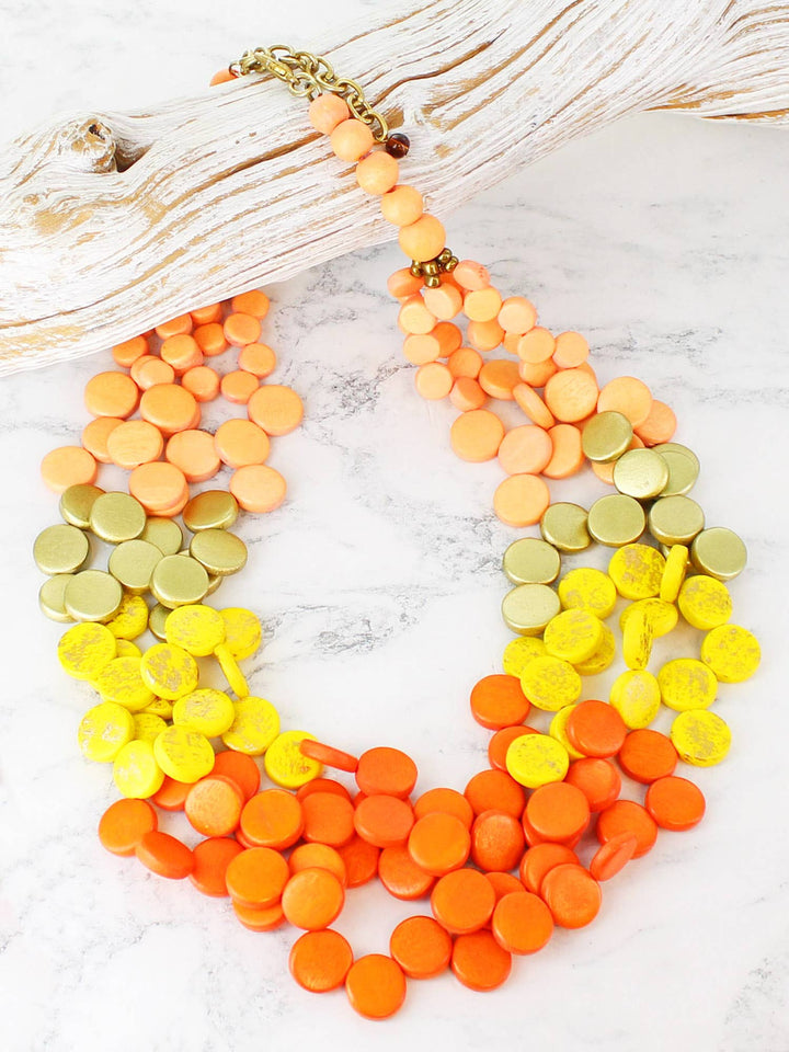 WOODEN DISC CLUSTER NECKLACE