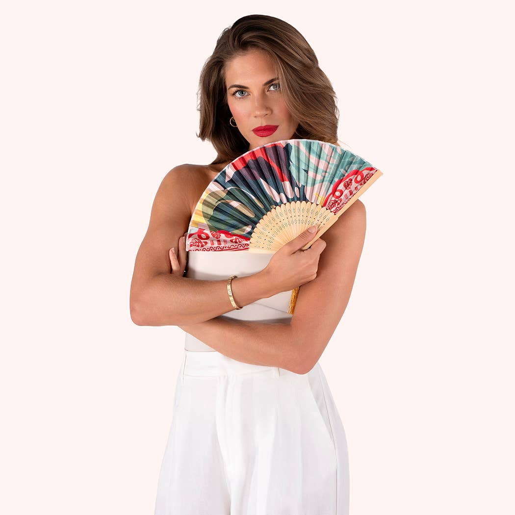 Satin Fan - Exotic Leaves: Green