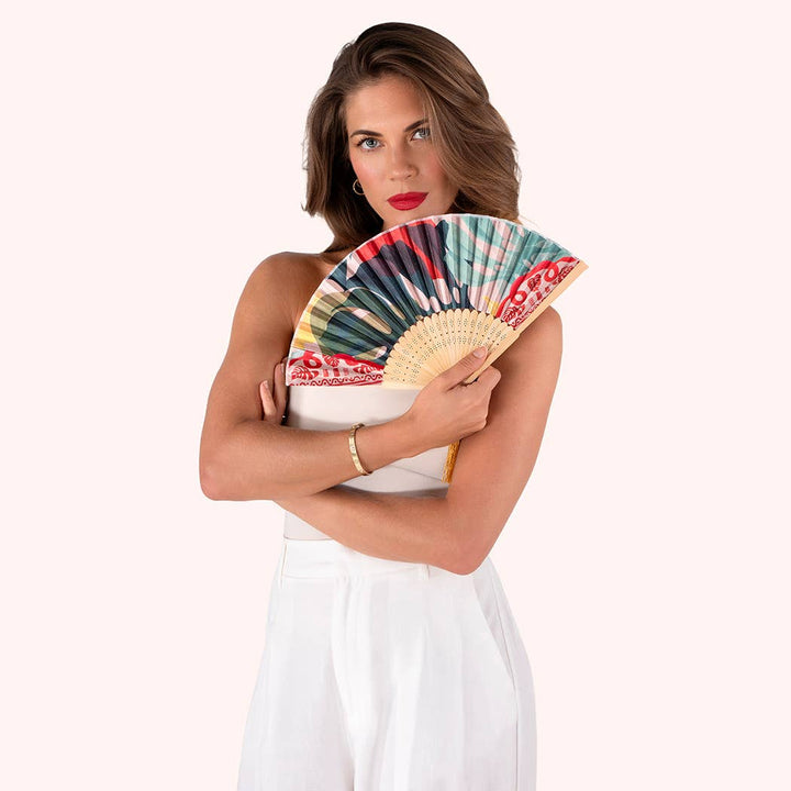 Satin Fan - Exotic Leaves: Green