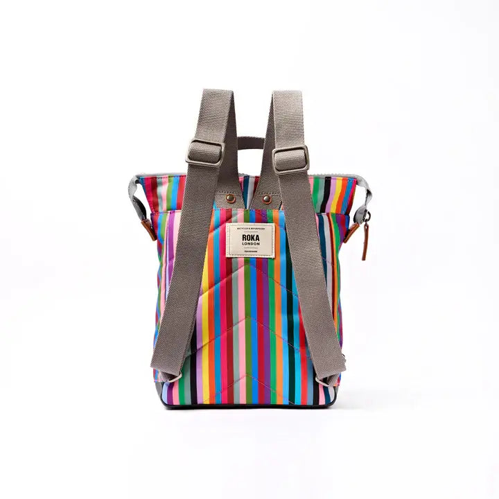 Bantry Backpack in Multi Stripe Canvas: Small