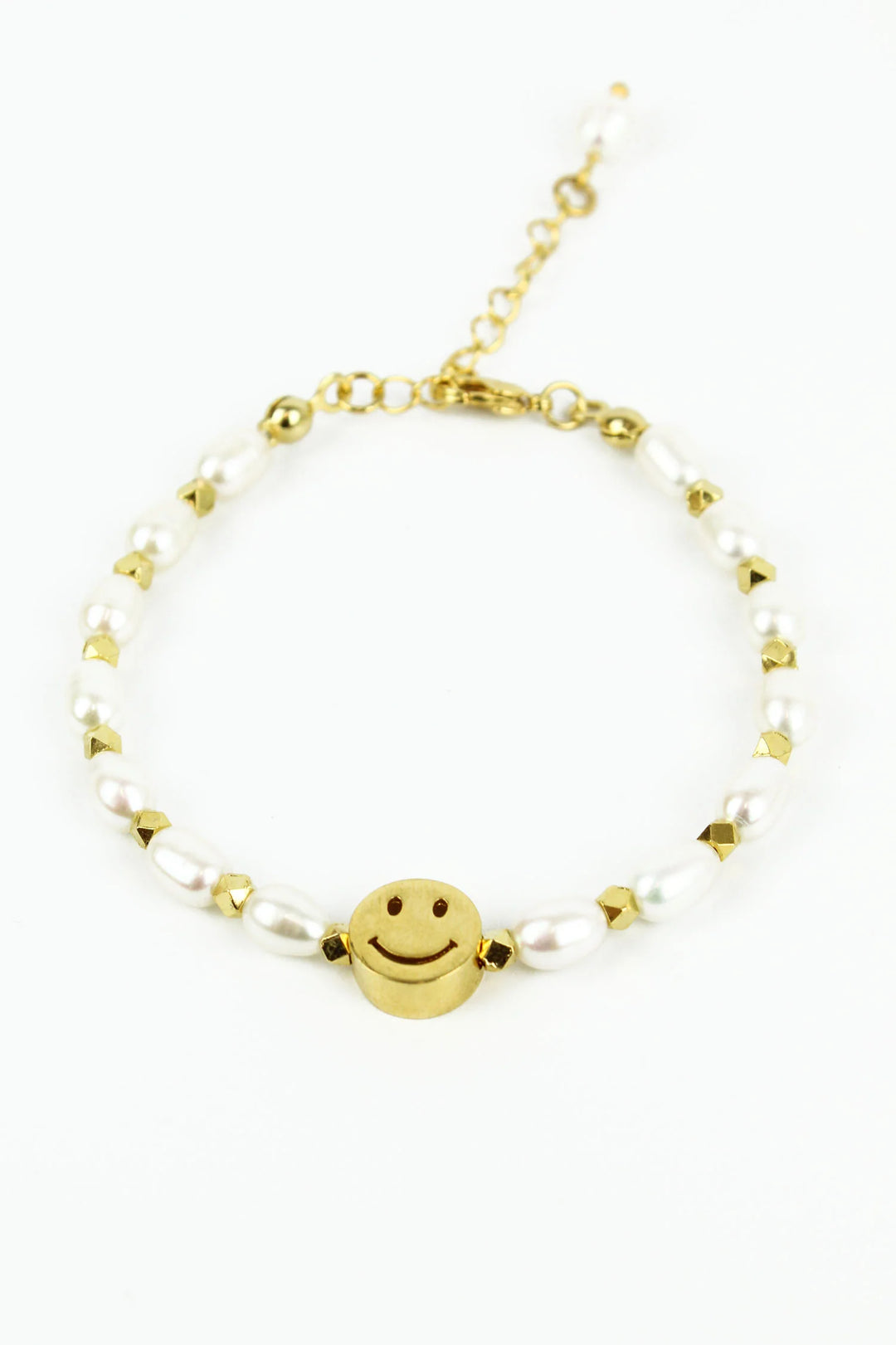 PEARL & GOLD HAPPY FACE BRACELET