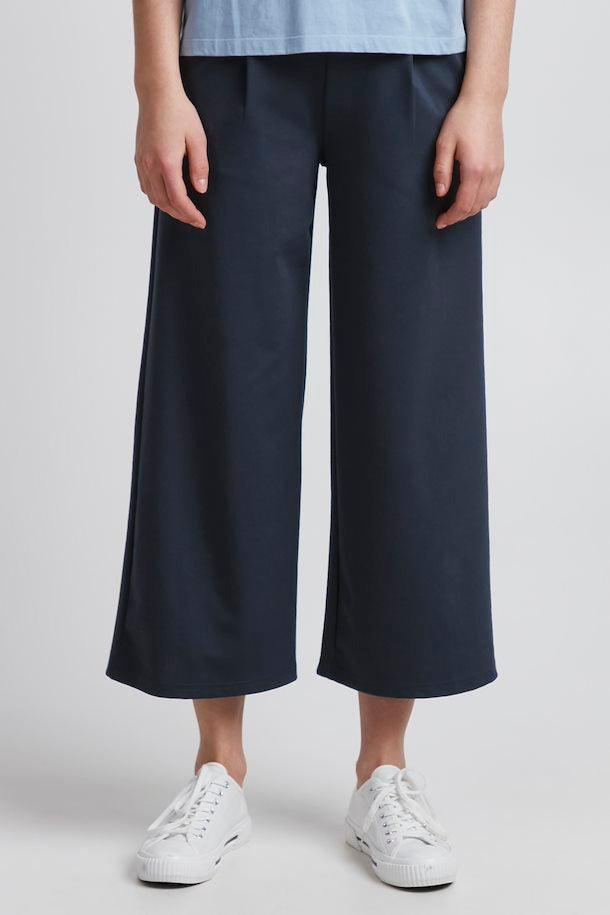 TOTAL ECLIPSE NAVY KATE CROPPED WIDE LEG TROUSERS