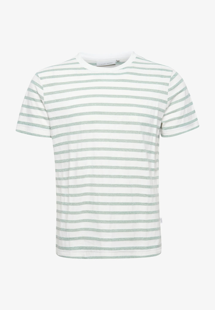 FELDSPAR GREEN STRIPE LINEN MIX T-SHIRT