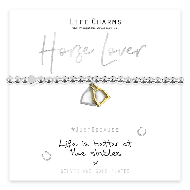 LIFE IS BETTER AT THE STABLES STIRRUPS BRACELET