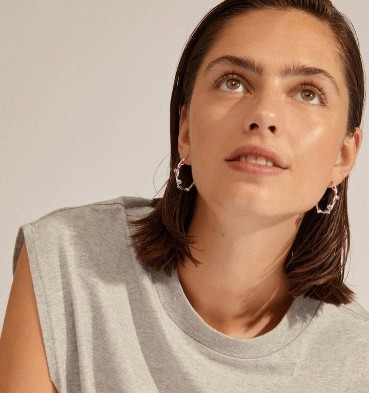 HARLEY TWIRL SILVER PLATED HOOP EARRINGS