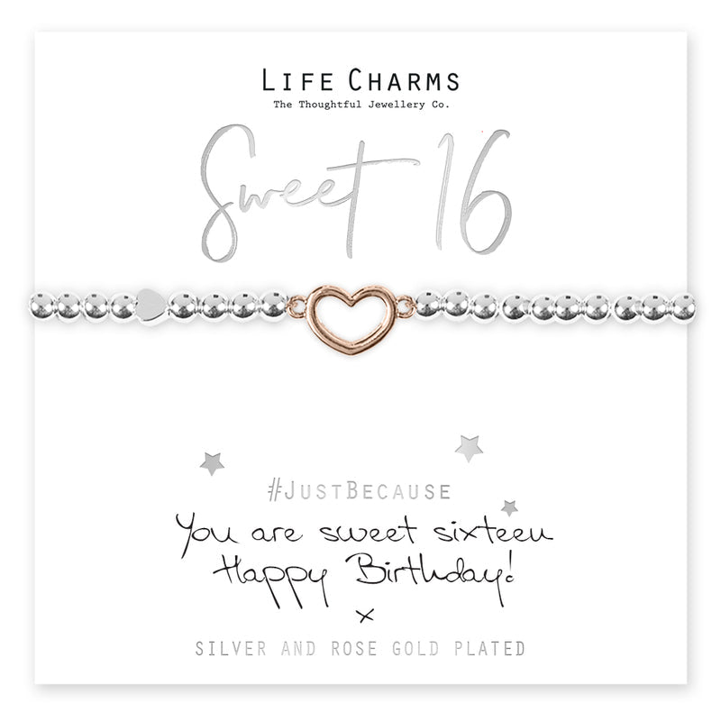 SWEET 16 ROSE GOLD HEART BRACELET