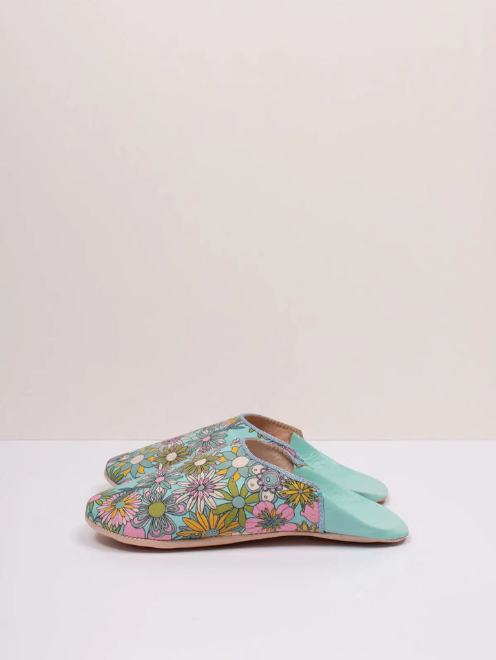 AQUA FLORAL MARGOT LEATHER SLIPPER